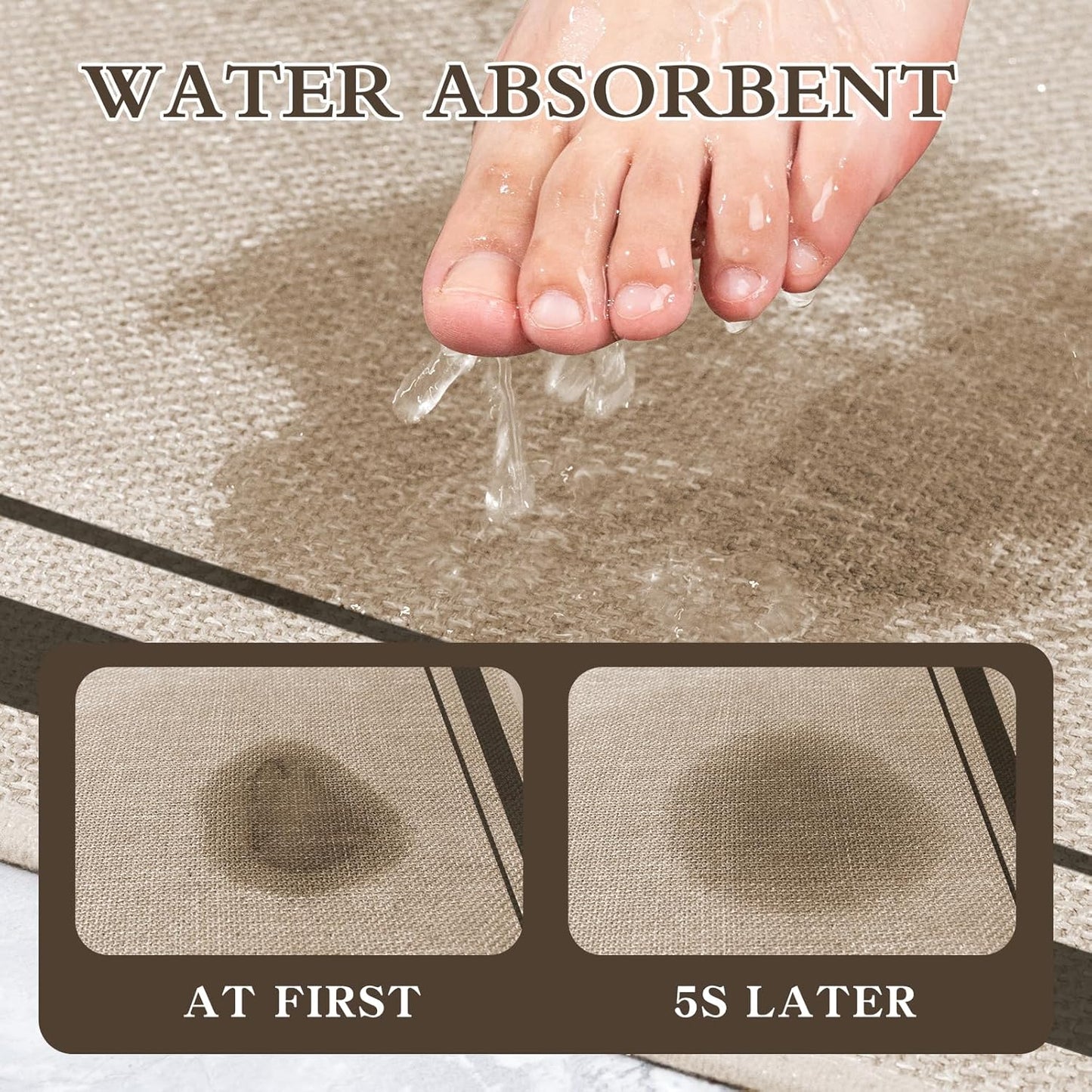 chakme Bathroom Rugs Mat 47x17, Ultra Thin Non Slip Bath Rug Runner Quick Dry Absorbent Bath Mat for Bathroom, (Light Beige, 47"x17")