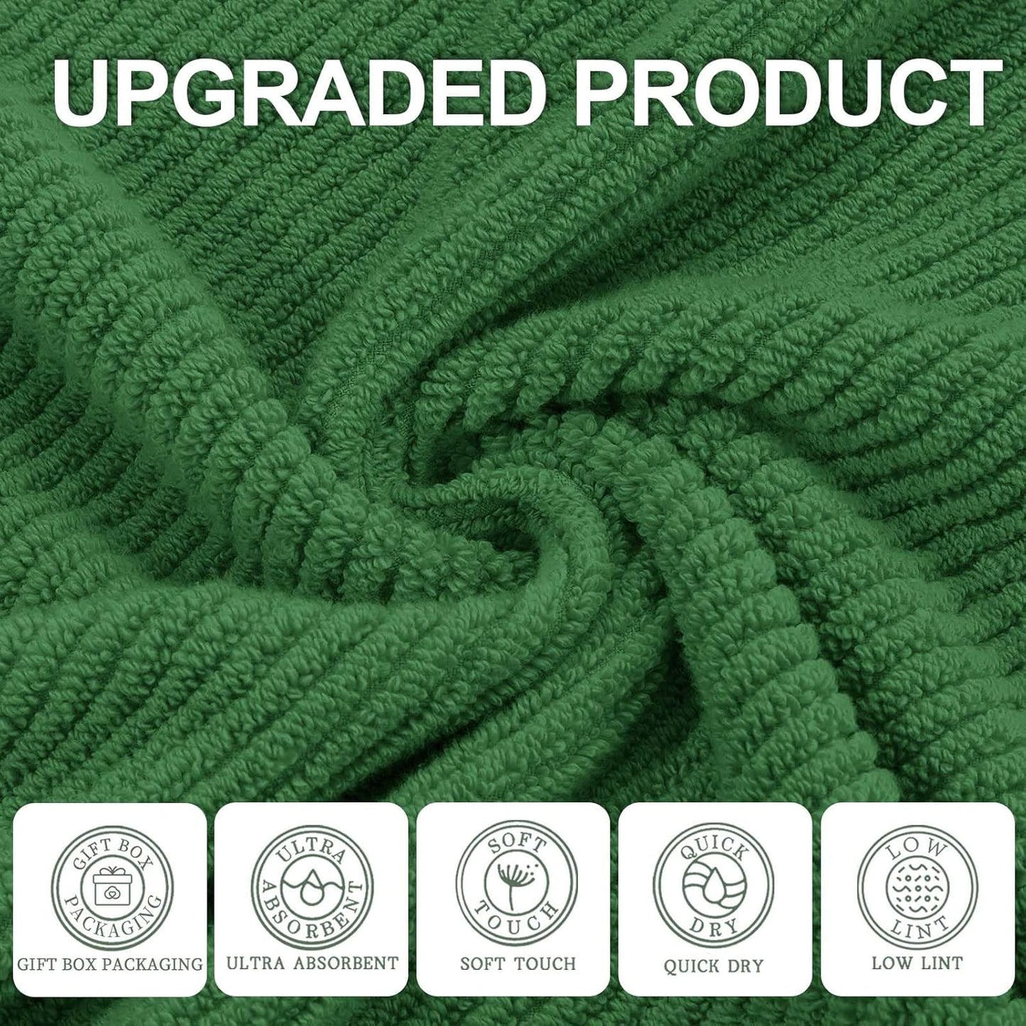 VOOVA & MOVAS Hunter Green Bath Towels, Bath Towels Set of 4, Large 30" x 56" - 100% Cotton | Quick Dry | Thick | Soft | Absorbent, Light Weight Shower Towels, Luxury Towel Gift Set