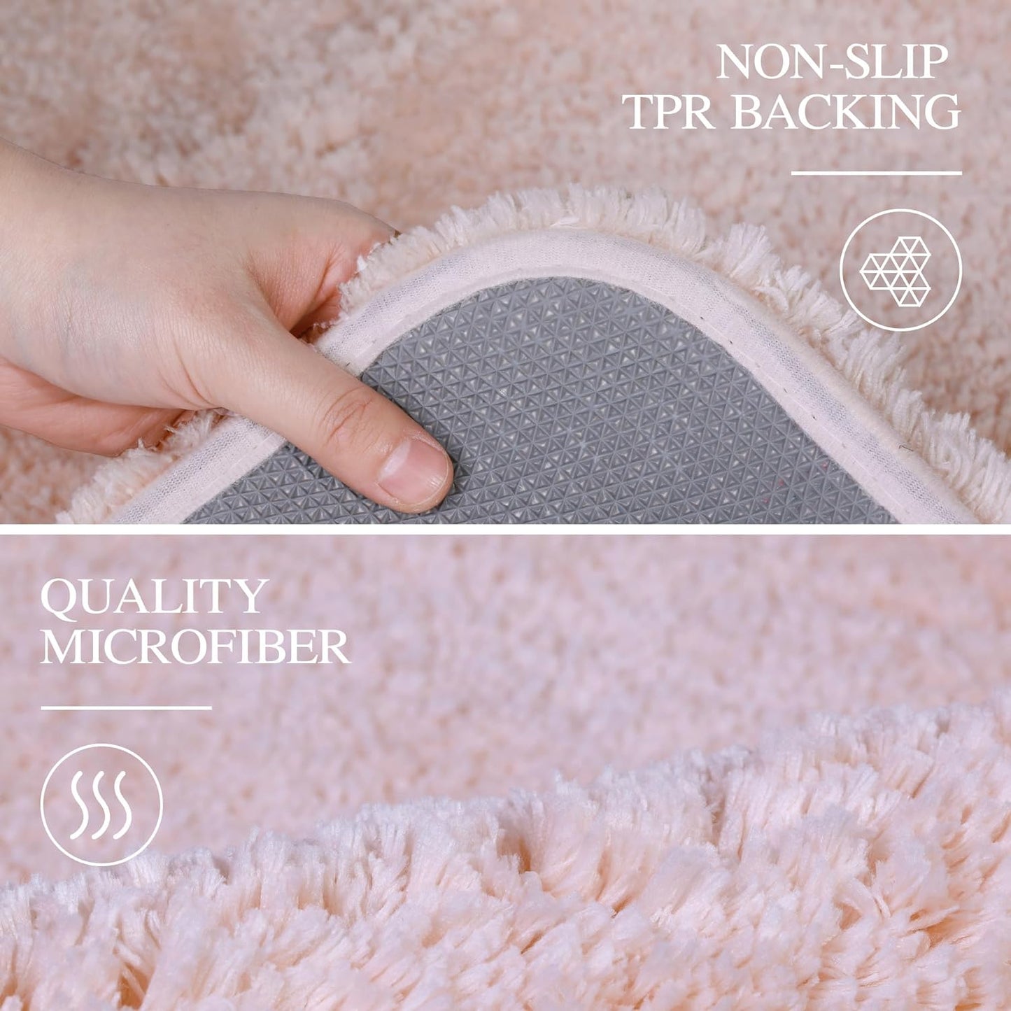 Walensee Bathroom Rug Non Slip Bath Mat (16 x 24, Dusty Pink) Water Absorbent Soft Microfiber Shaggy Mat Machine Washable Thick Plush Rug for Shower