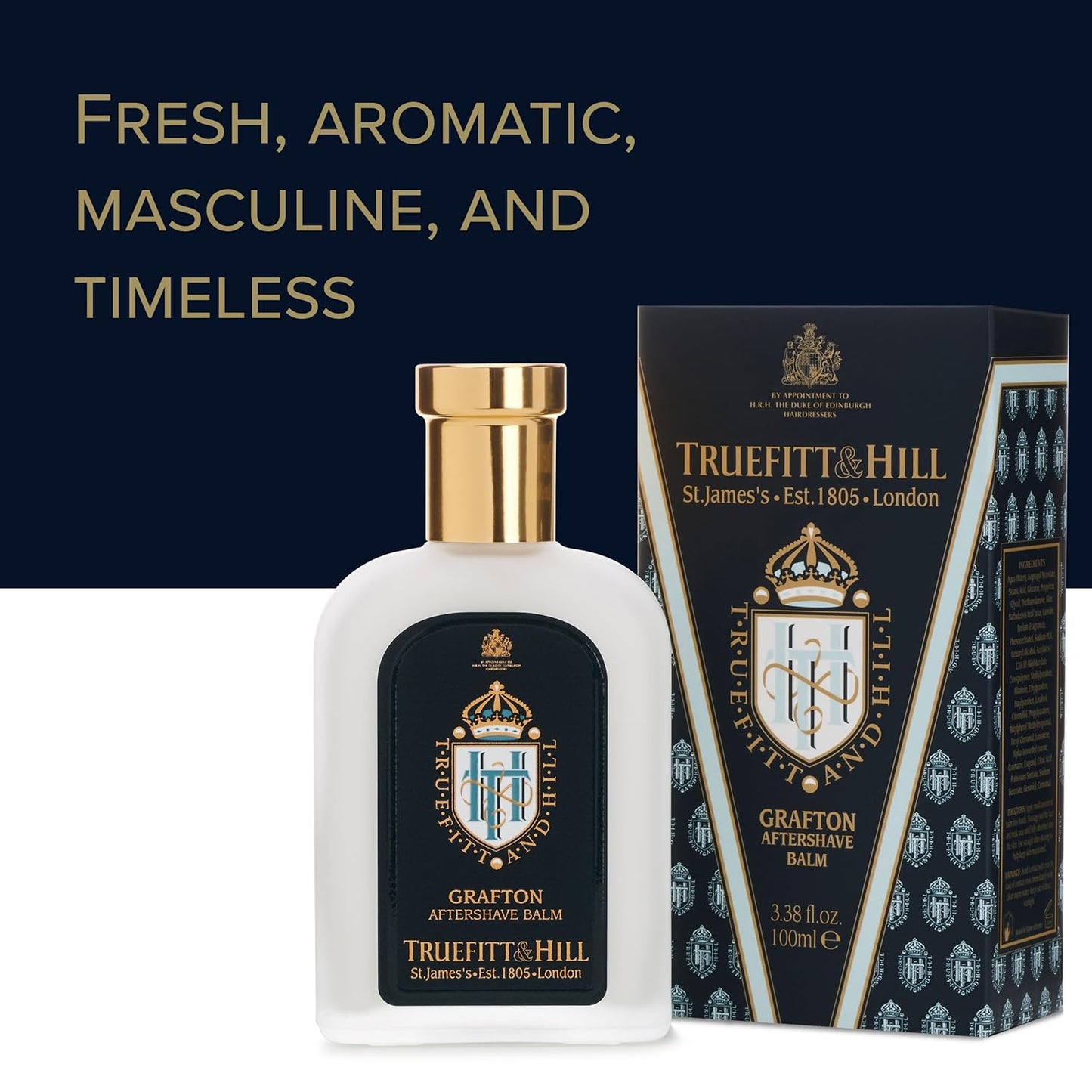 Truefitt & Hill Luxury Aftershave Balm - Grafton - Premium Soothing Moisturizer with Aloe Vera Extract - Ideal for Sensitive Skin, Razor Burn Relief, and a Silky Smooth Finish - 3.38 oz.