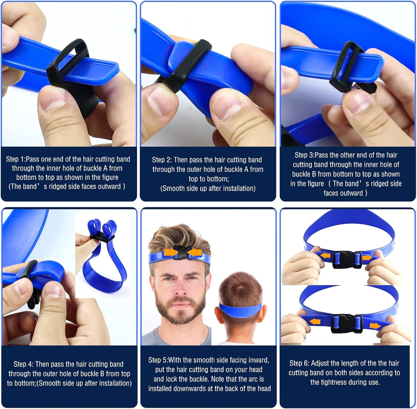Neckline Shaving Template and Adjustable Hair Trimming Guide,DIY Self Haircutting System, Shaving and Keeping a Clean and Straight Neck Hairline,Easy Use Tool Soft Portable(Blue)