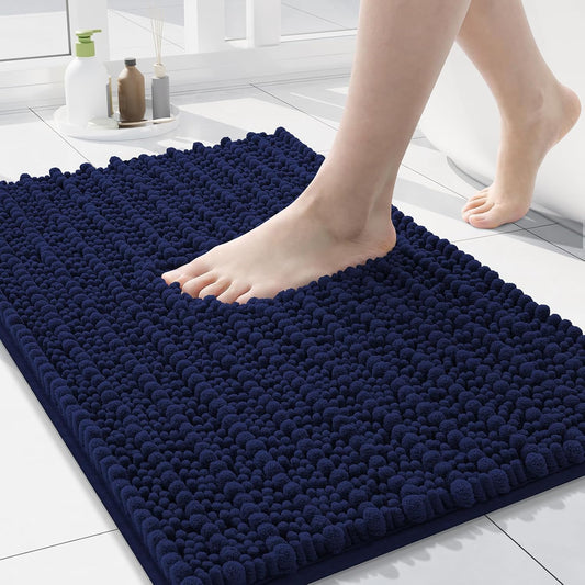 Arotive Luxury Chenille Bathroom Rug Mat, Extra Soft Thick Absorbent Shaggy Bath Rugs, Non-Slip Machine Wash Dry, Plush Bath Mats for Bathroom, Shower and Tub, 30x17, Navy