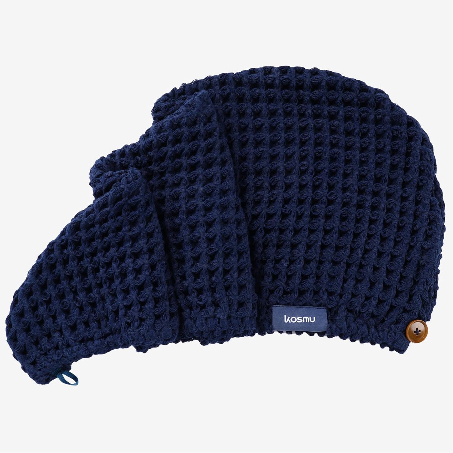 Hair Towel | 100% Cotton Silk Hair-Drying Waffle Wrap Turban for Women, Ultra-Absorbent, Anti Frizz, Hair Damage Protection for Straight and Curly Hair (Ocean Blue, Pack 1)