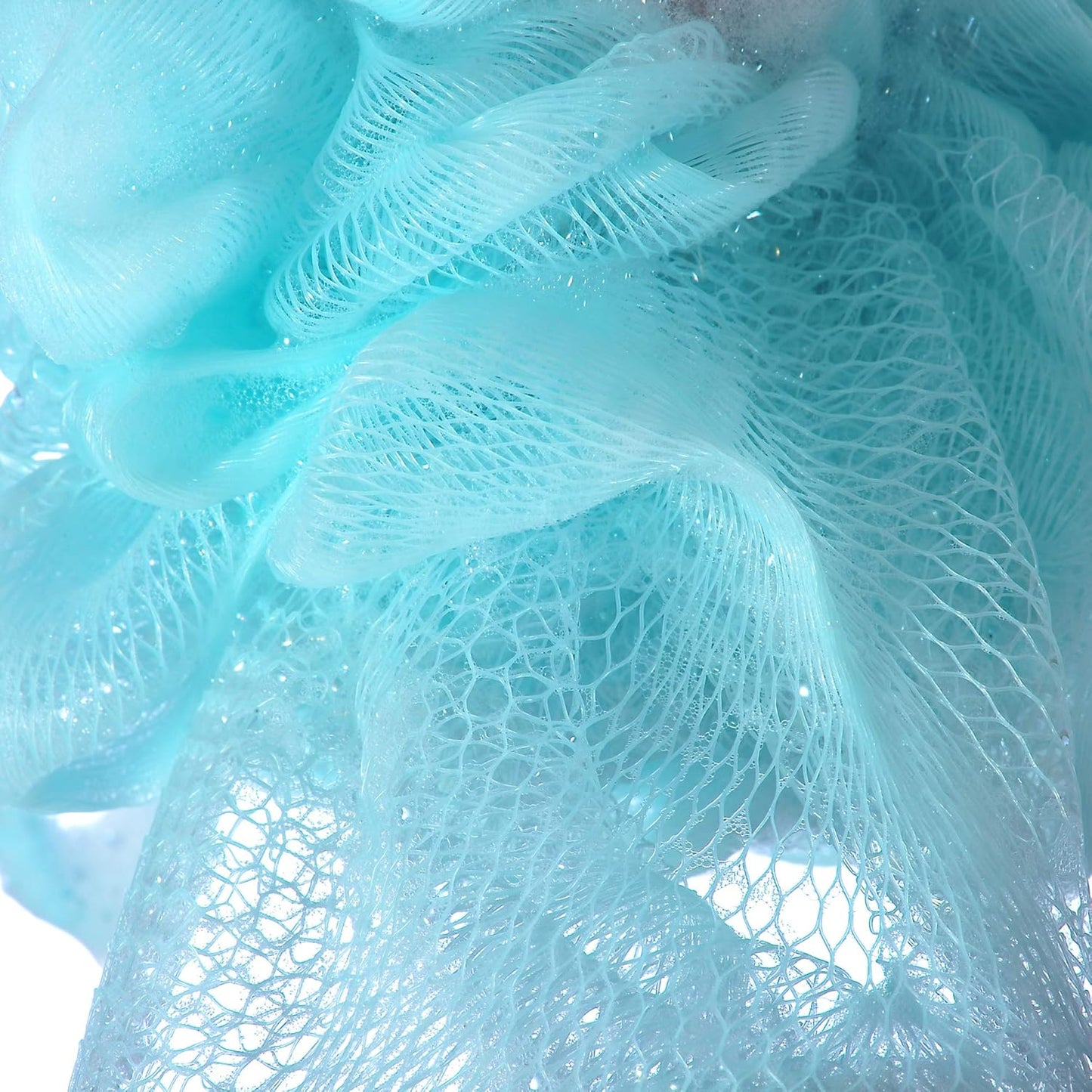 60g/pcs Mesh Bath Pouf Shower Loofahs Shower Puff Pack of 4 (Blue)