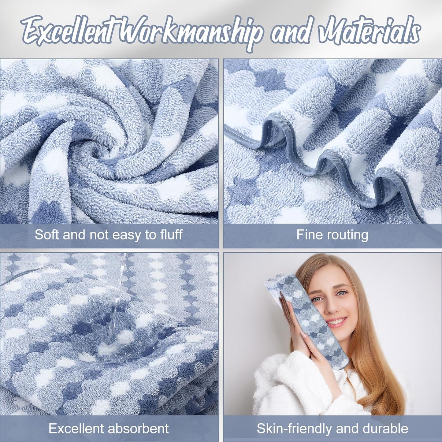 16 Pack Microfiber Bath Towels Bulk 27'' x 60'' Oversized Size Bath Towel Highly Absorbent Extra Large Soft Drying for Shower Beach Salon Winter Sport Spa Gym (Cone,Blue)