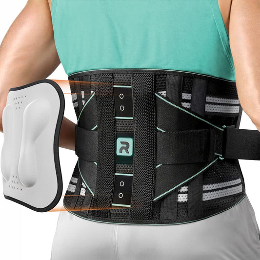 Back Brace for Lower Back Pain Relief for Women Men, Elastic Back Support Belt with 8 Stays and 3200 Uses Touch Fastener for Lifting at Work, Breathable Soft Lumbar Support with Removable 3D Compression Pad (Blue, X-Large (Waist: 45.3"-51.2"))
