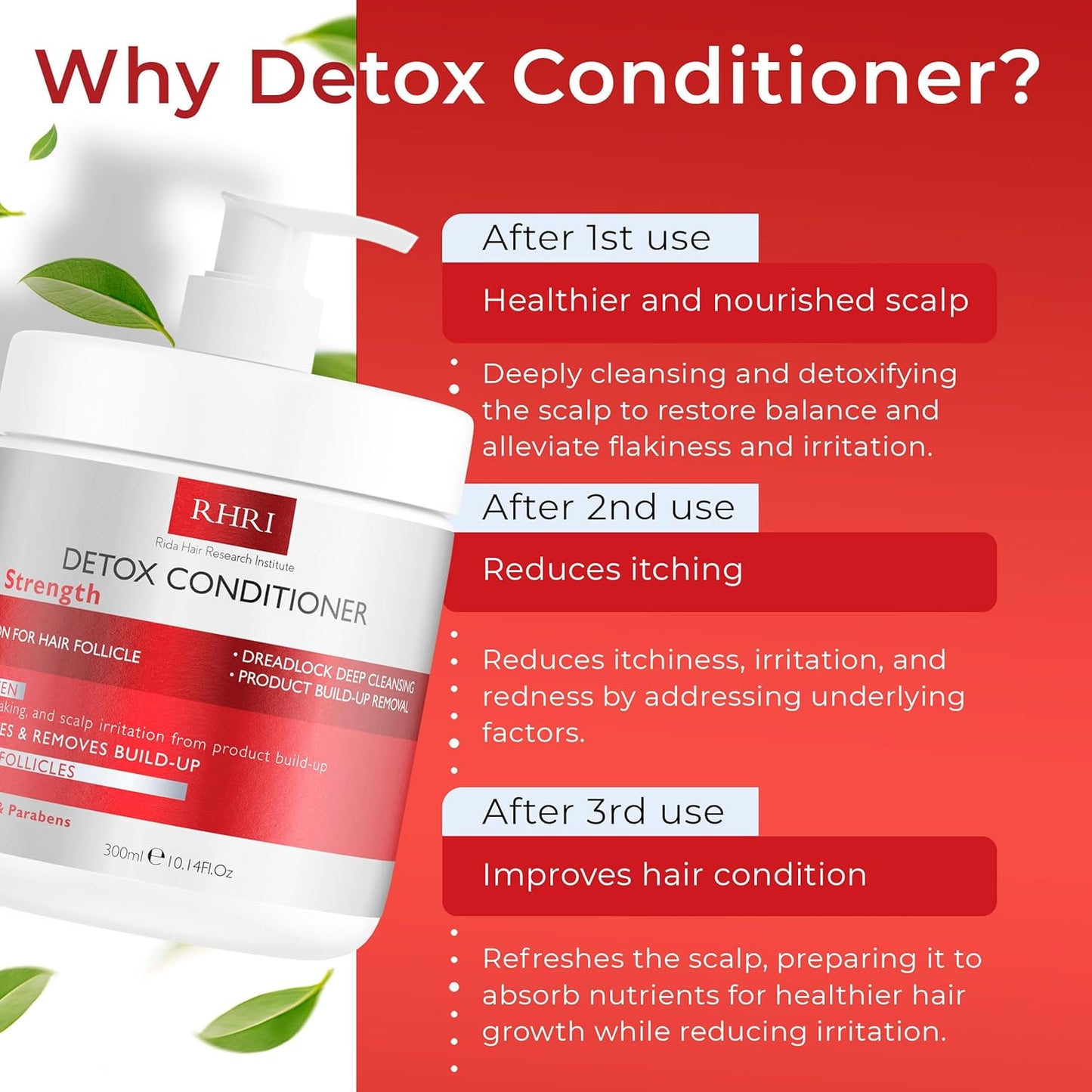 Detox Conditioner – Deep Cleansing Hair Conditioner for Damaged Dry Hair | Heavy Metal Detox & Build-Up Removal | Nourishing Scalp Care, Sulfate-Free Formula – 300ml