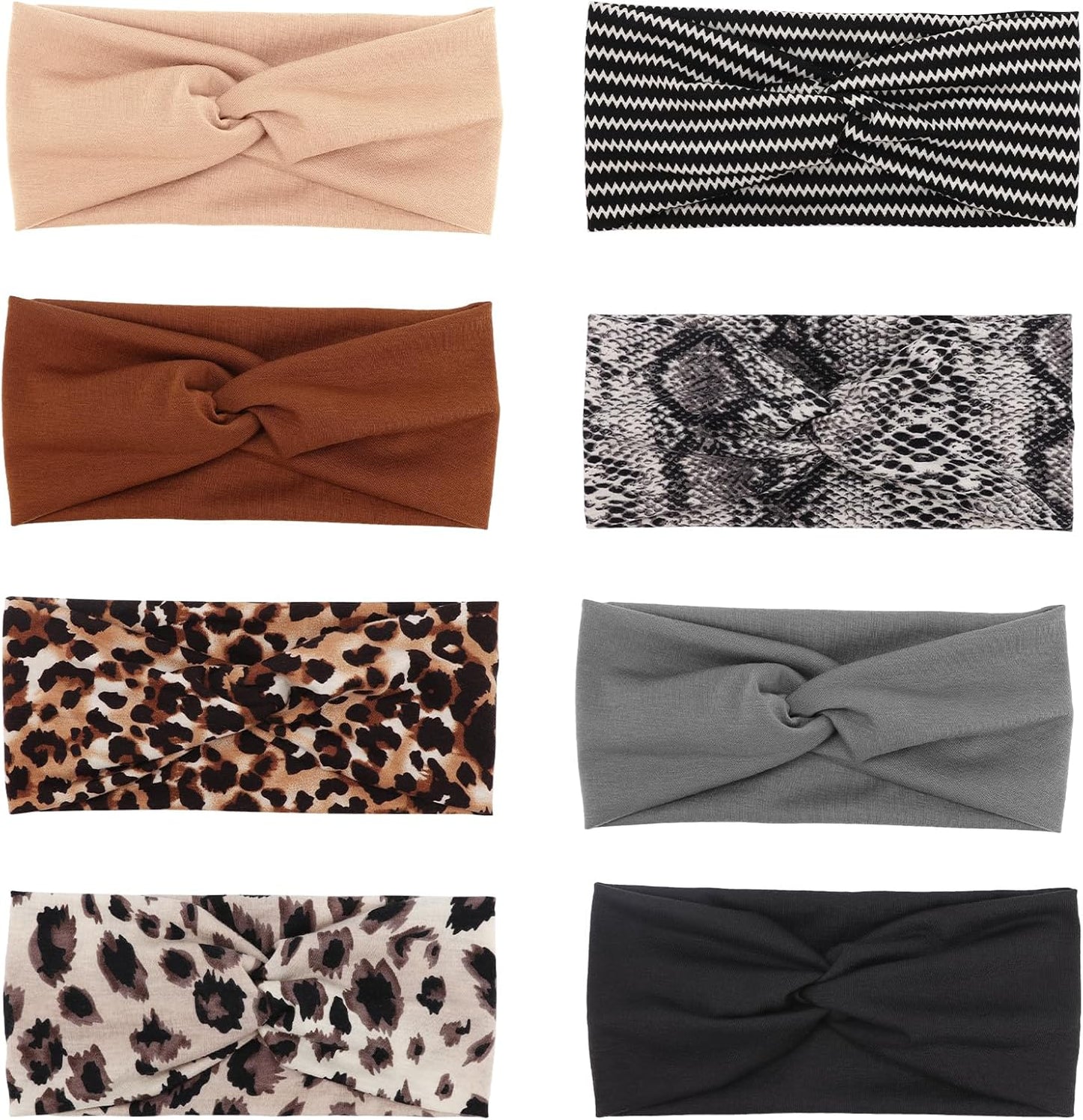 DRESHOW 8 Pack Headbands for Women Yoga Knotted Headbands Elastic Criss Cross Hair Accessories Sports Head Wrap Non Slip