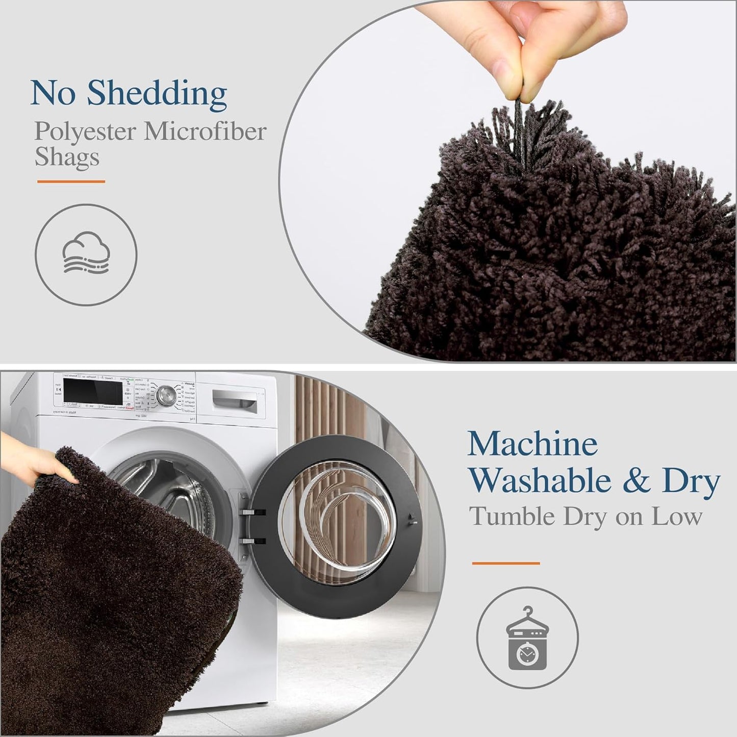 Walensee Large Bathroom Rug (24 x 40, Brown) Extra Soft and Absorbent Shaggy Bath Mat Machine Washable Microfiber Non Slip Luxury Floor Mat