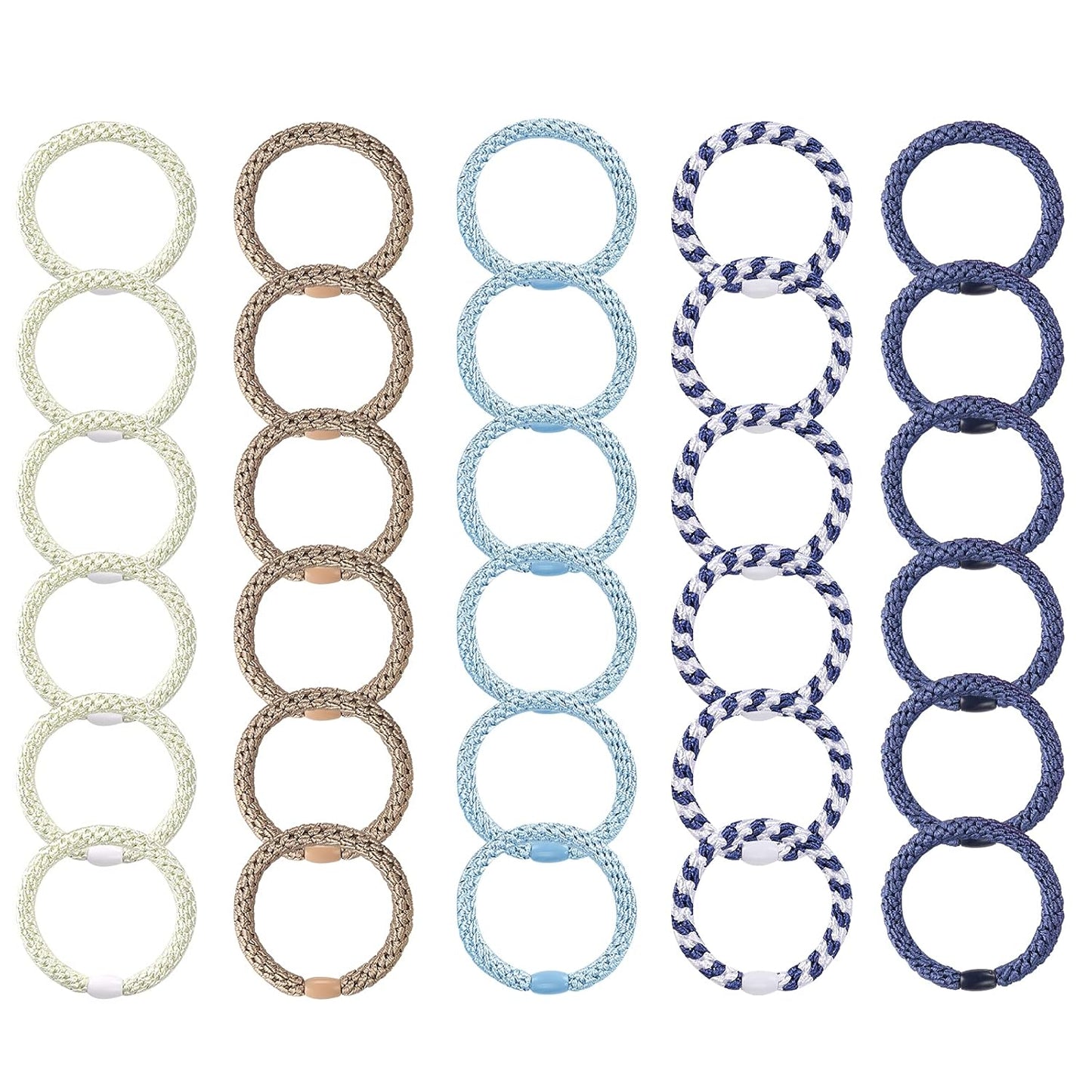 Funtopia 30 Pcs Hair Ties for Thick Hair - Bracelet Ponytail Holders, High Elastic Sports Accessories for Girls and Women, Mixed Color