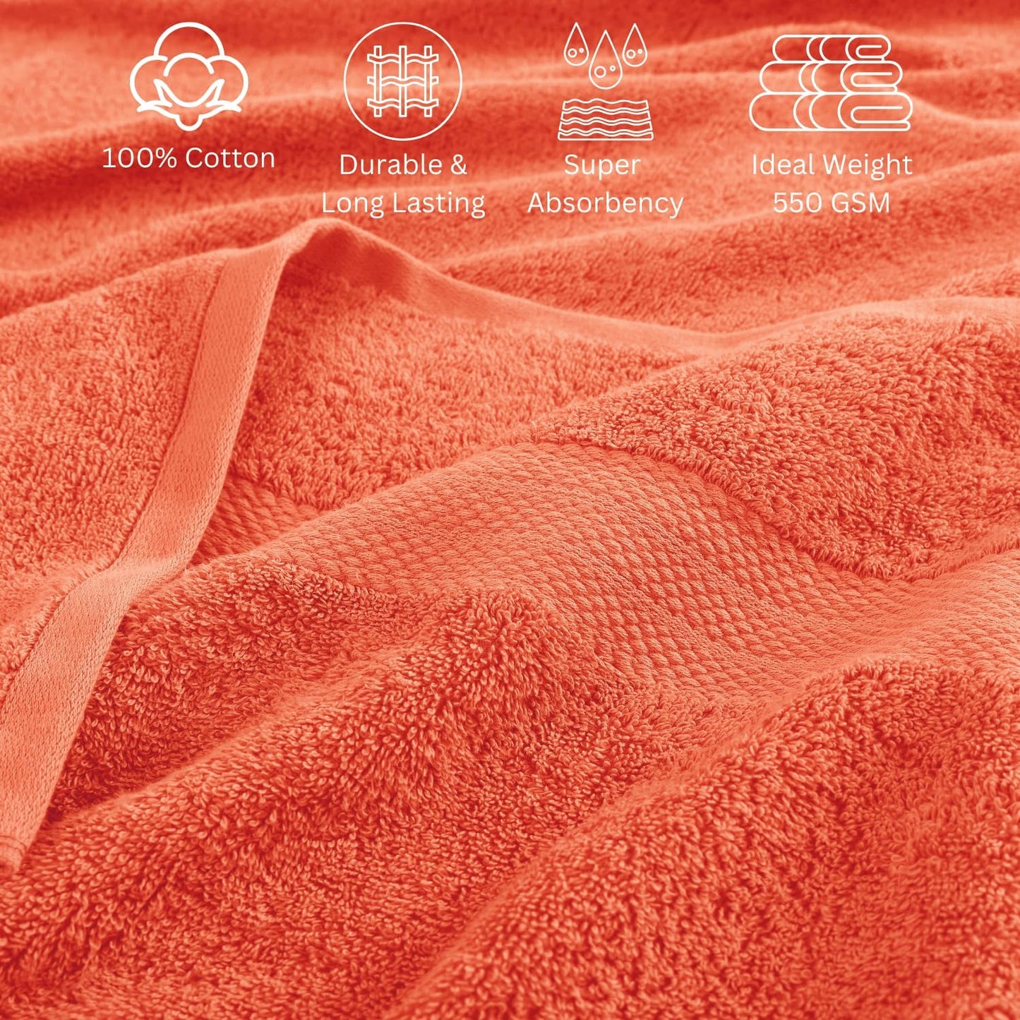 Lane Linen 100% Cotton Bathroom Towel Set - 24 Pc - Ring Spun, Quick Dry, Soft & Absorbent - 2 Bath Sheets, 4 Fingertip, 4 Bath, 6 Hand Towels, 8 Washcloths - Machine Wash in Cold Water - Living Coral