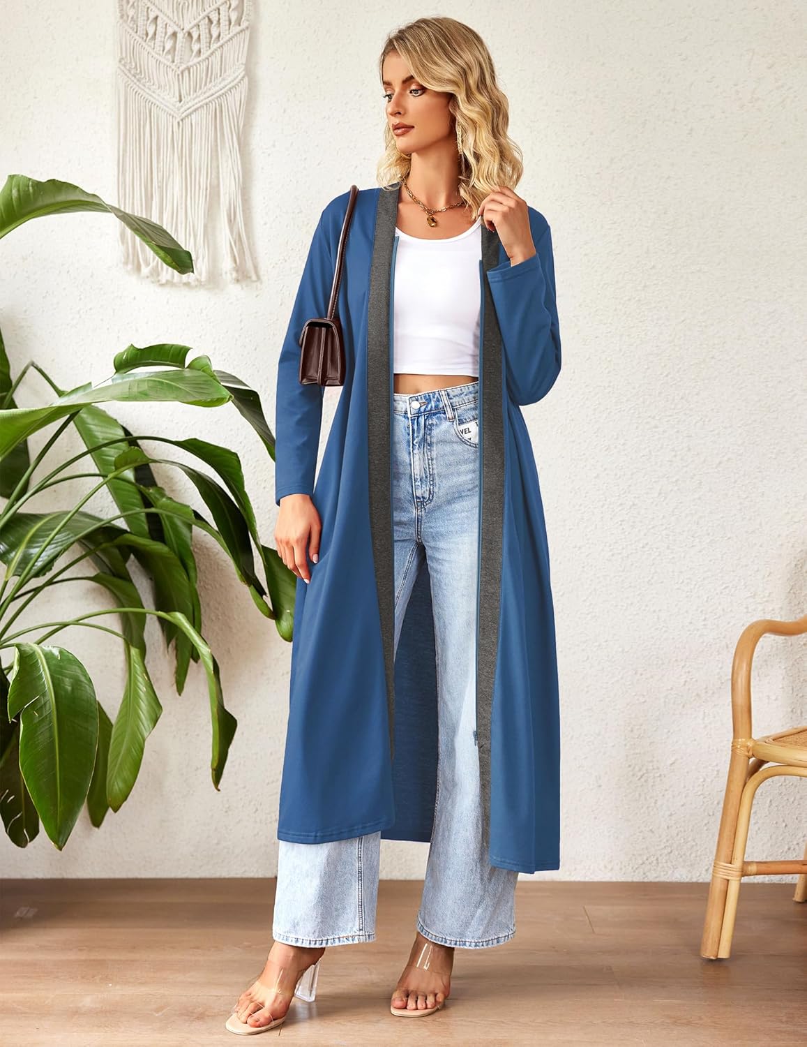 Ekouaer Women Zipper Robe Long Sleeve Loungewear Lightweight Housecoat Full Length Nightgown with Pockets