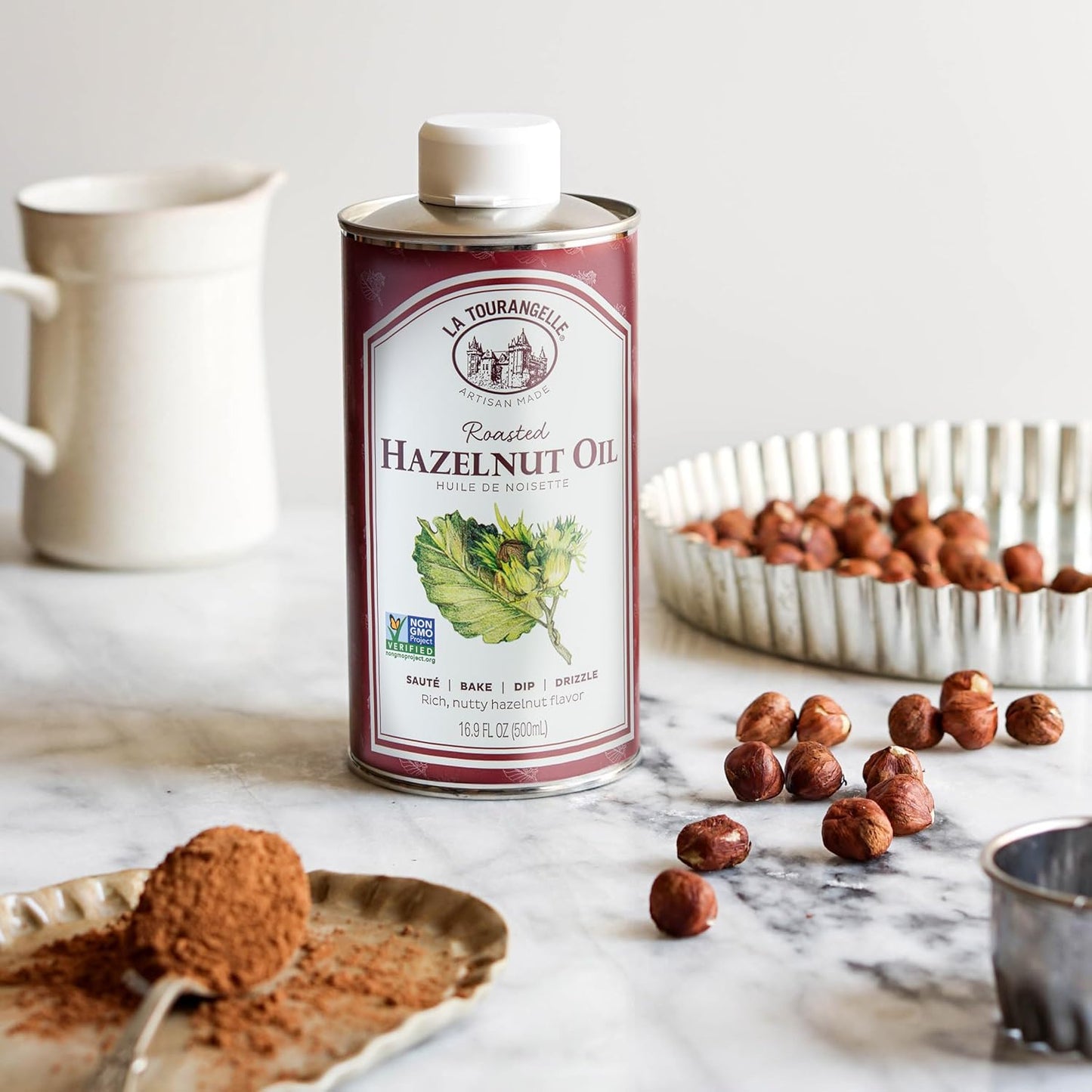 La Tourangelle Roasted Hazelnut Oil, High-Oleic Oil Great for Baking, Stir-Frying, and Vinaigrettes, 16.9 Fl Oz