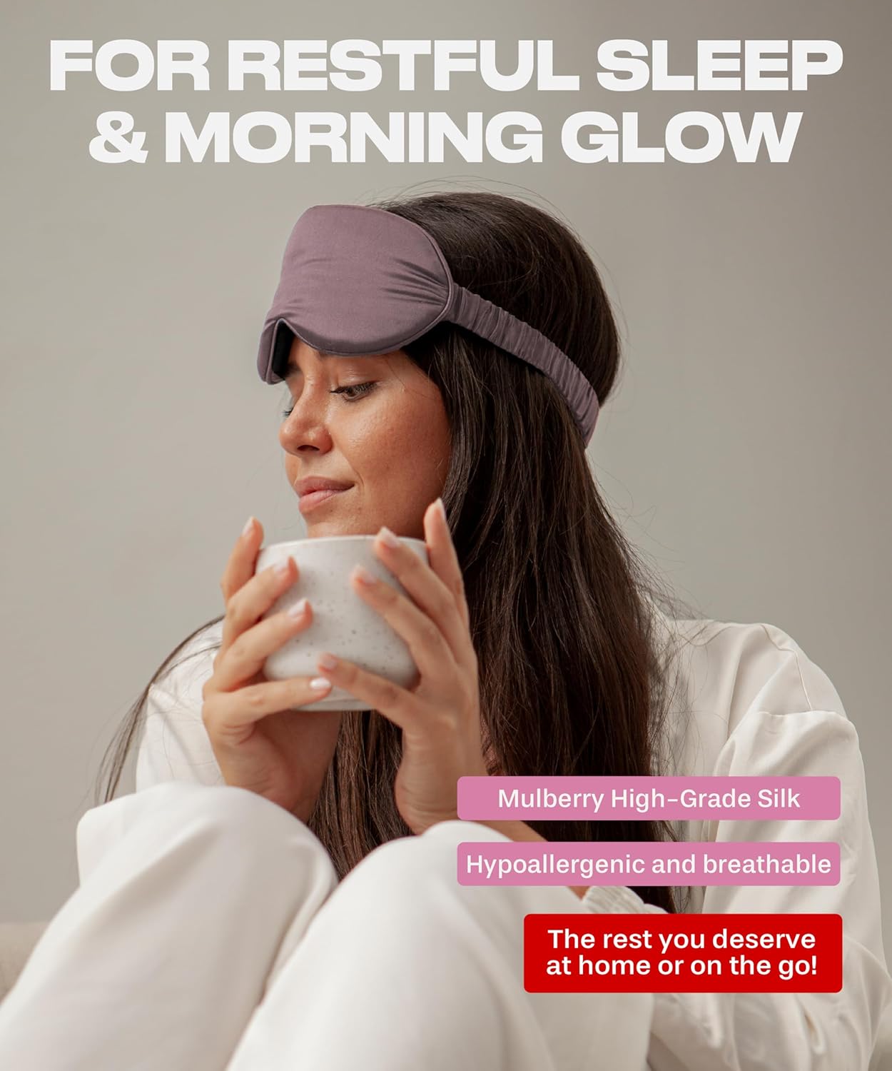 SUNDAYSILKS™ Exclusive Mulberry Silk Sleep Mask | Soft Eye Covers, Blackout Sleeping Mask for Women & Men | Silk Eye Mask for Sleep, Travel, and Relaxation | Antifaz para Dormir [Deep Muave]