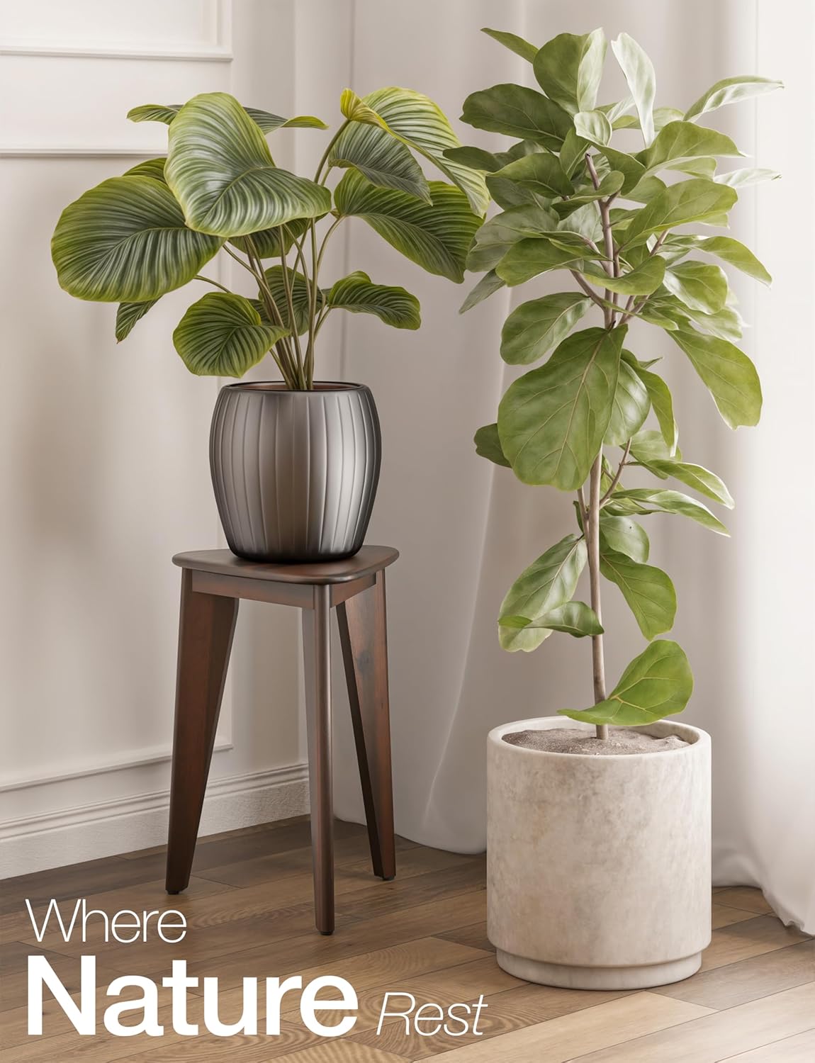 HOLANA 18" Corner Shower Foot Rest - Wooden Showers Stool Seat for Shaving Legs - Small Corner Shower Benches for Inside Shower - Waterproof Bath Step Stools Bench for Bathroom (Height - 18in, Walnut)