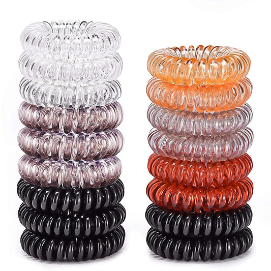 Hair Ties, 17 Pack Spiral Coils for Thick and Thin Hair - No Crease Ponytail Holders for Women and Children