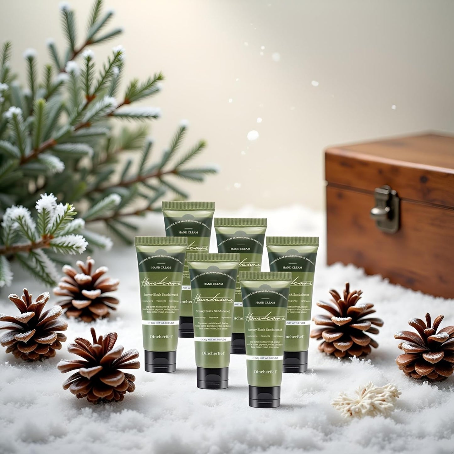 6 Pack Travel Size Hand Cream Set - 1 oz Moisturizing Lotion for Dry Cracked Hands, Snowy Black Sandalwood Scented Hand Lotion Gift for Women, Nurses, Teachers, Bridesmaids Gifts