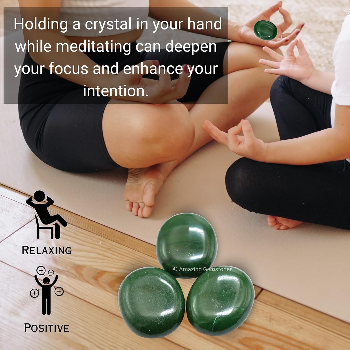 Amazing Gemstone Dark Green Aventurine Crystals and Healing Stones - Large Palm Stone Crystals Piedra - Crystal for Good Luck, Positive Energy, Meditation - Unique Stocking Stuffers, Gifts for Women