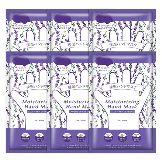 Mositurizing Hand Masks with Lavender, Hydrating Hand Glove for Dry Cracked Hands,Hand Mask Gloves for Soft and Smooth Touch Hands（6Pack）