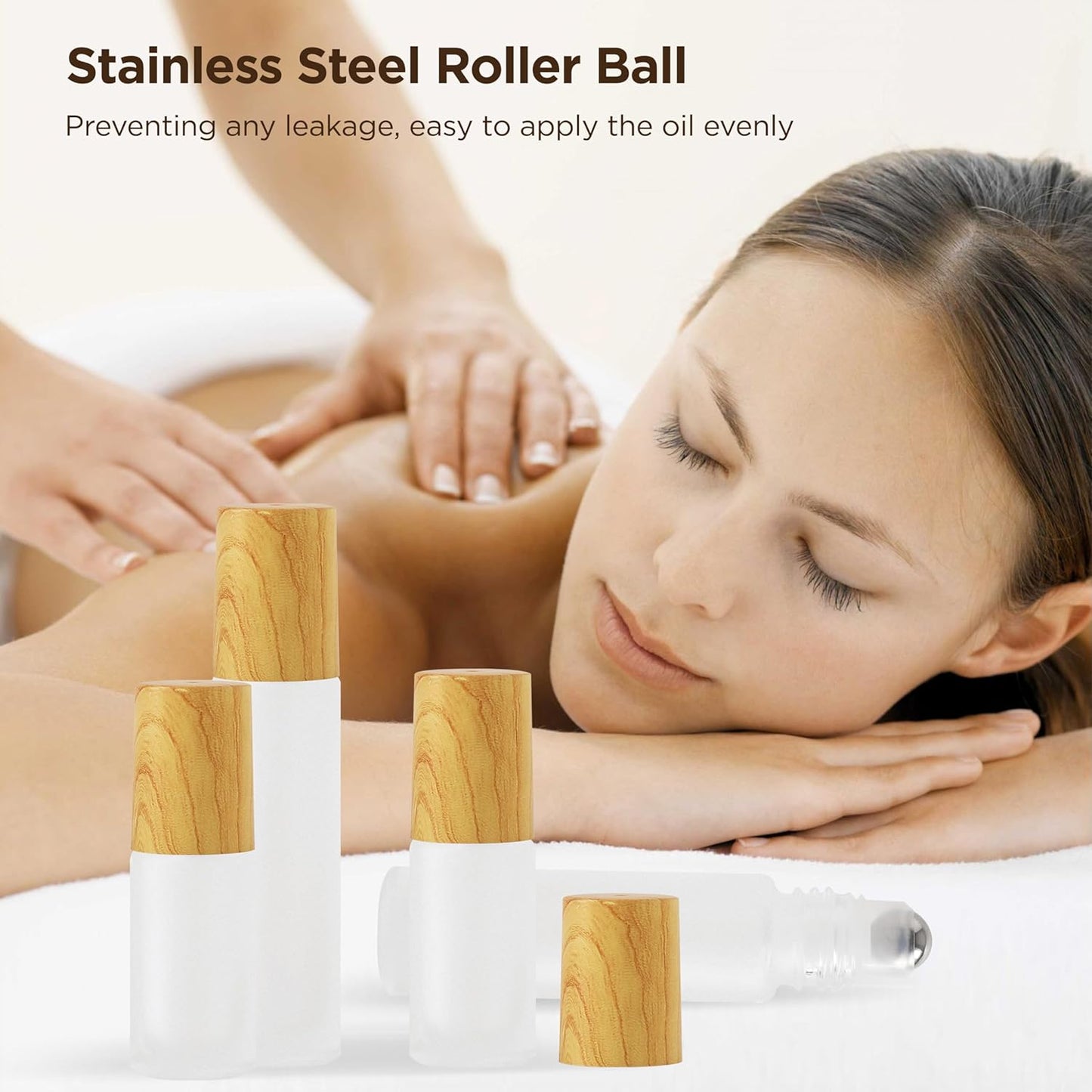 Essential Oil Roller Bottles, 4PCS (10ml & 5ml) Glass Perfume Roller Bottles with Funnel Opener and Dropper Beauty and Personal Care Tools (White-yellow cover, 4 Packs)