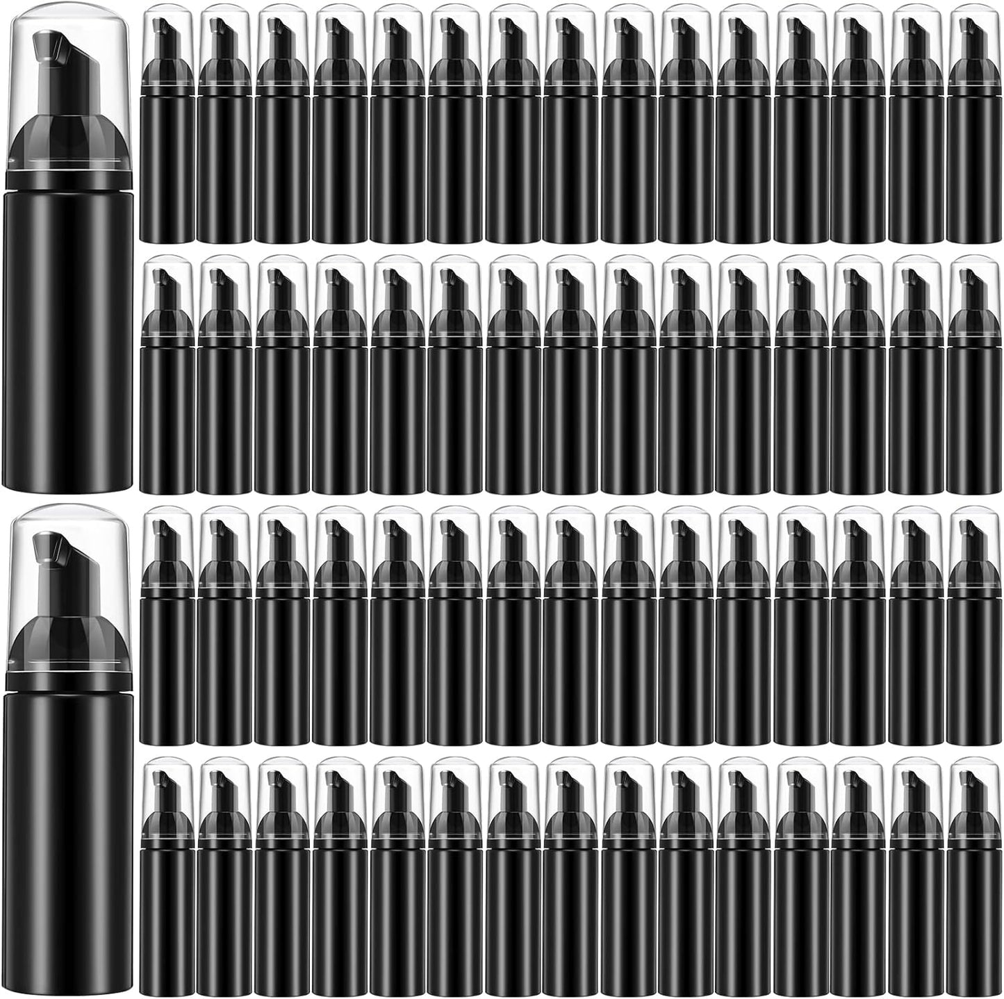 70 Pcs 2 oz Plastic Foam Soap Dispensers Refillable Lash Shampoo Bottles with Pump Mini Eyelash Cleaning Foam Bottle Dispenser for Refillable Travel Cosmetics (Black)