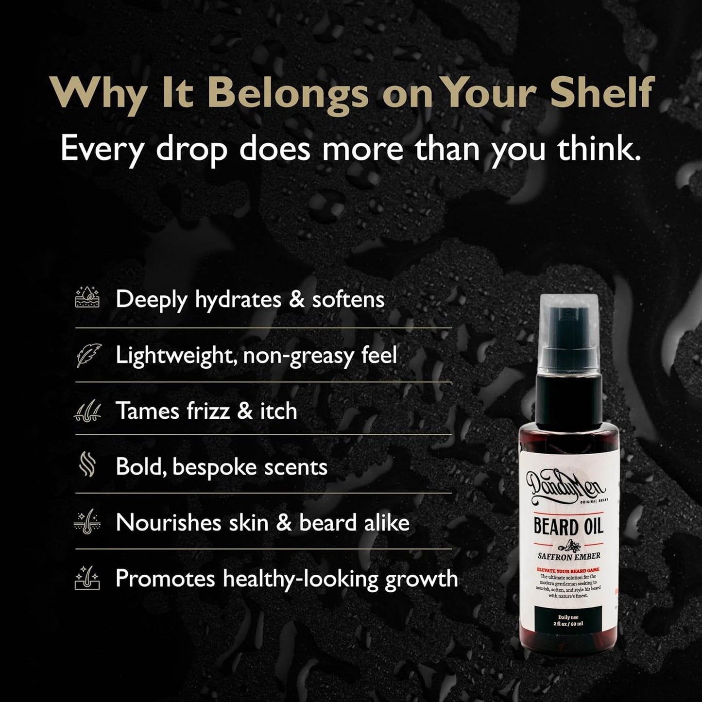 Beard Oil | Hydrating and Conditioning Formula with Sweet Almond & Argan Oils | 2 oz (Saffron Ember)