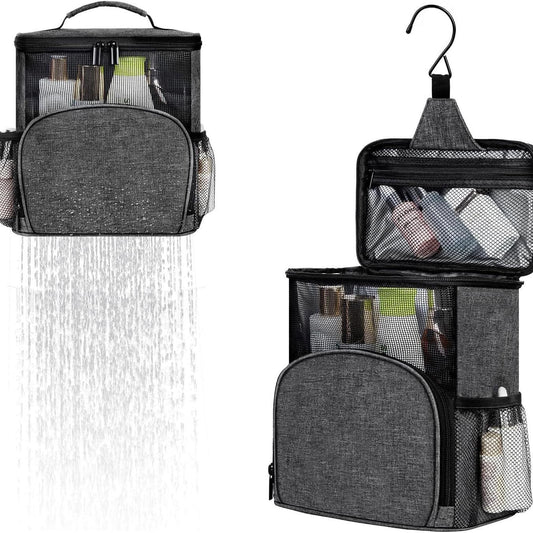 Shower Caddy Hanging Portable-Dorm Room Essentials,Waterproof Shower Bag Travel, Quick Dry- Metal Hooks Bathroom Tote Durable,Men,Women