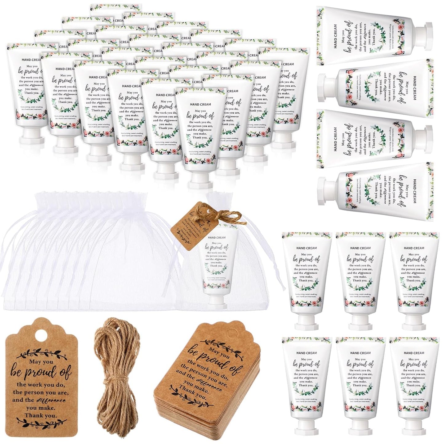 48 Sets Hand Mini Lotion Bulk Employee Appreciation Gifts Travel Size Hand Cream Bulk Inspirational Thank You Team Gifts for Birthday Christmas Teachers Coworkers Office Staff(Cute)
