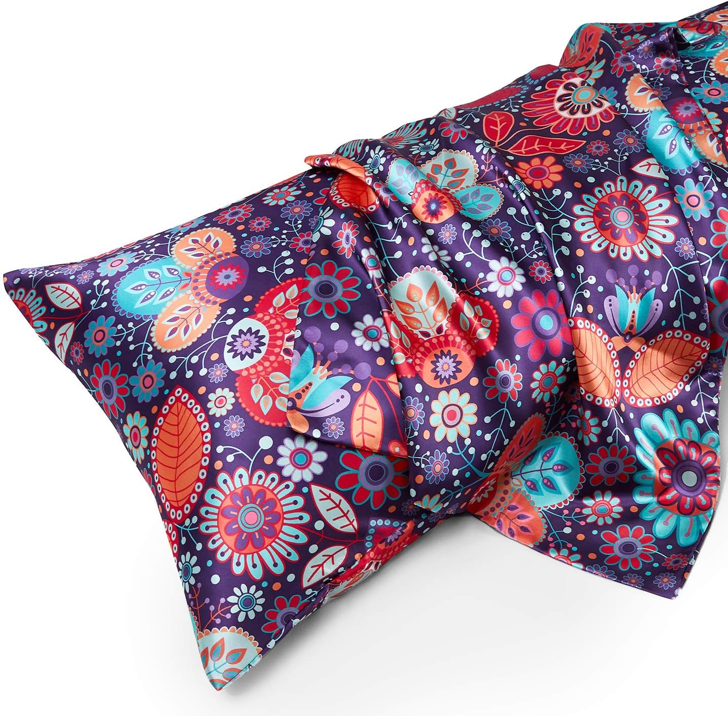 MR&HM Satin Body Pillow Cover, Soft and Breathable Body Pillow Case with Envelope Closure, Cooling and Silky Long Pillowcase for Hair and Skin,Grey (20x54, Sunflower)