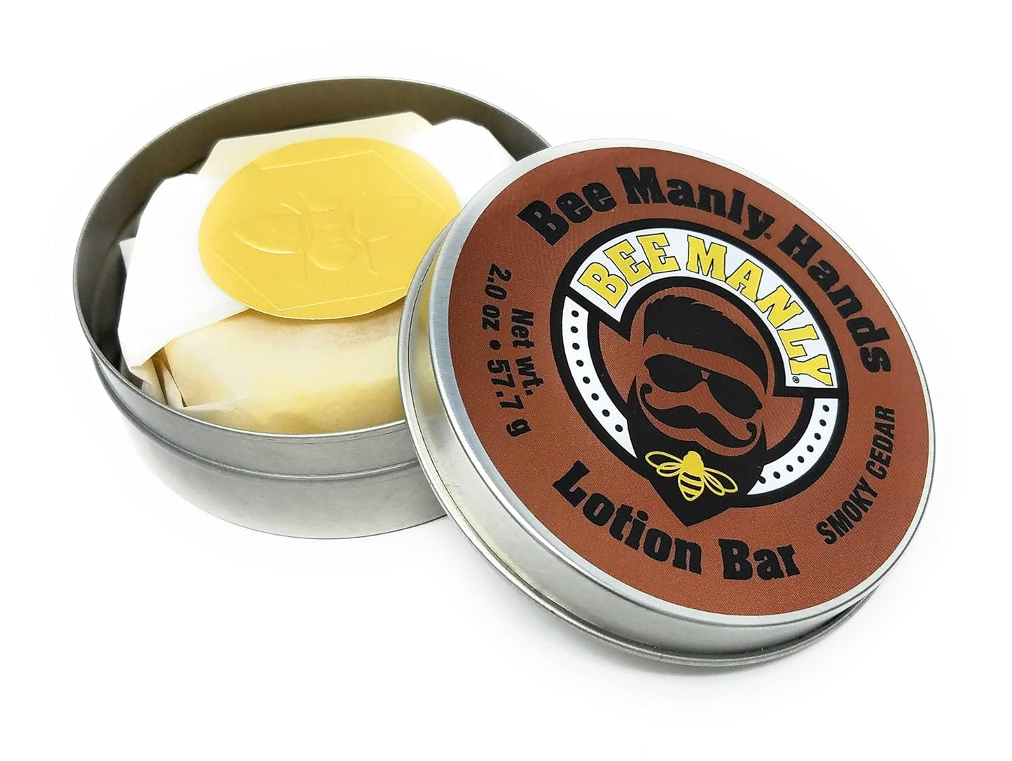 Honey House Naturals Bee Manly Hands Bee Bar – Smoky Cedar - All Natural Ultra Moisturizing Lotion Bar Infused with Essential Oils in Masculine Scents – Made in USA (Smoky Cedar)
