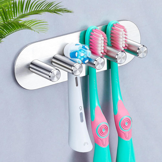 Electric Toothbrush Head Holder for Bathroom Shower, Toothbrush Holders Wall Mounted, Tooth Brushing Holder, Self Adhesive Toothbrush Storage Organizer Toothbrush & Razor Holder (Medium)