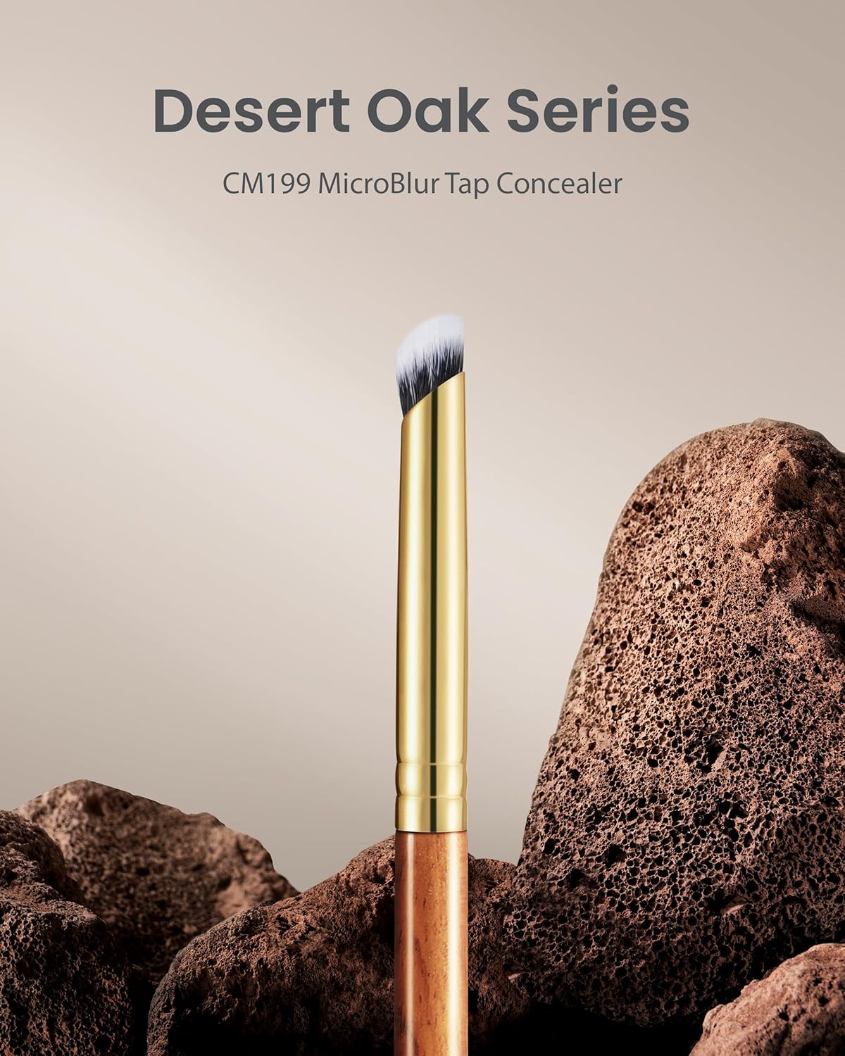 Desert Oak Series MicroBlur Tap Concealer - 6mm Finger-Tip Precision Brush for Tear Troughs & Acne Spots, Vegan Nylon, Bubinga Handle (CM 199)