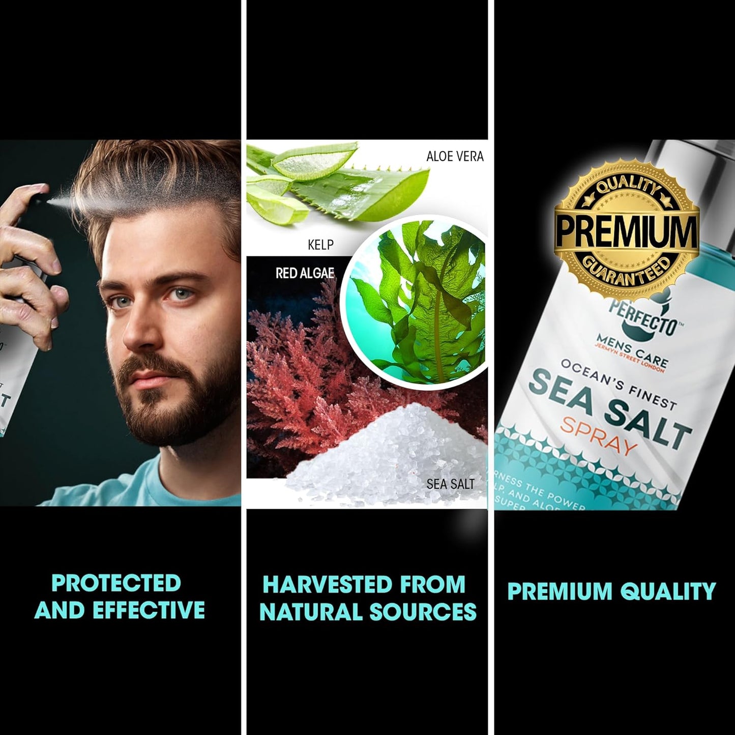 Perfecto Sea Salt Spray for Men Hair Care Spray with Kelp, Natural Sea Salt Hair Texturizing For Men & Women, Adds Instant Volume, Texture, Thickness, & Light Hold Thickening Hair Spray Added Volume