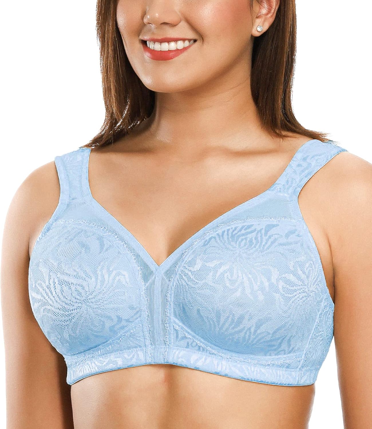 ZeroBound Women's Minimizer Bras Comfort Cushion Strap Wirefree Full Coverage Large Bust Non-Padded Bra