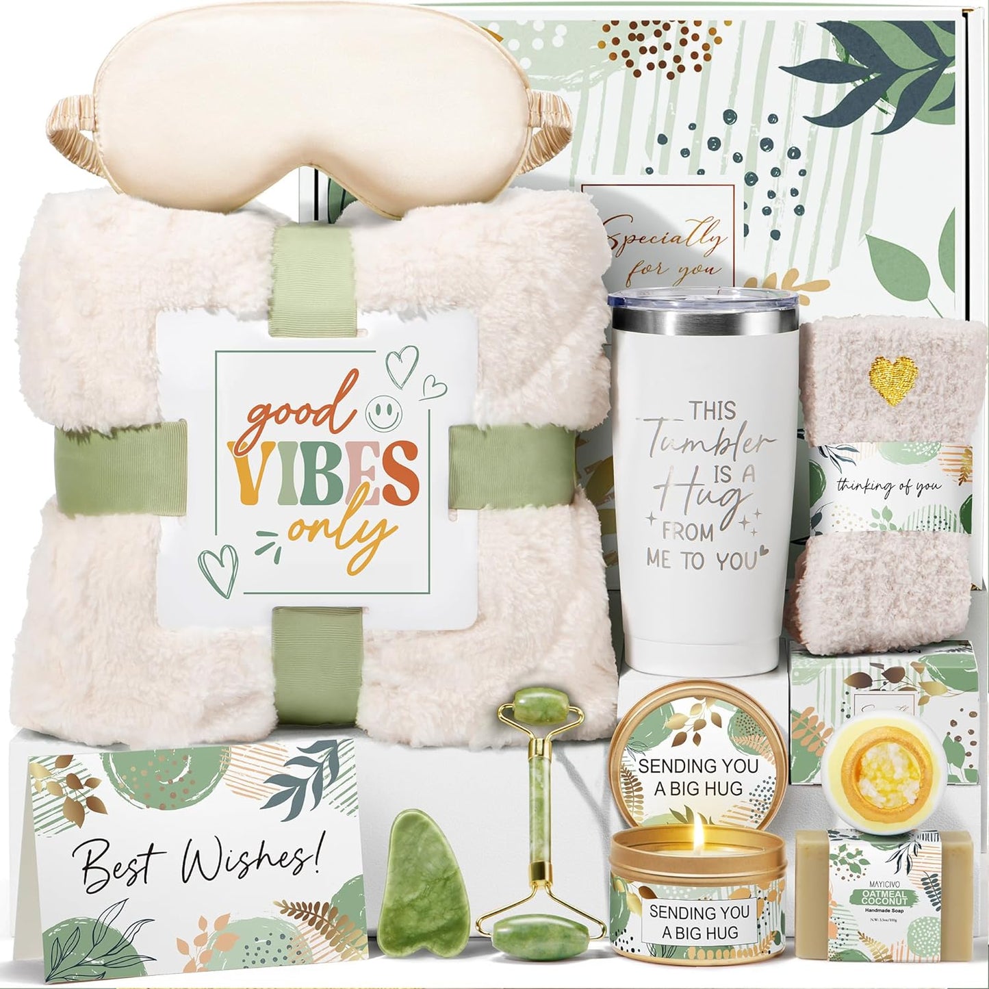 Self Care Gifts for Women Get Well Soon Gifts Basket, Birthday Gifts for Women Care Package Relaxing Spa Gifts Thinking of You Gifts w/ Blanket, Unique Christmas Gifts for Mom Her Friend Sister Wife