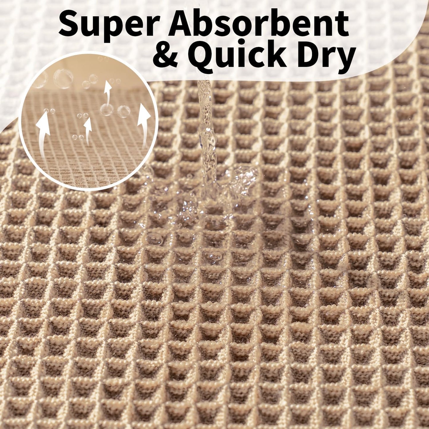 Waffle Bath Mat - Boho Bathroom Rugs Non Slip Washable, Super Absorbent & Quick Dry, Soft Bath Mat Farmhouse Bathroom Decor, 24'' x 48'', Khaki