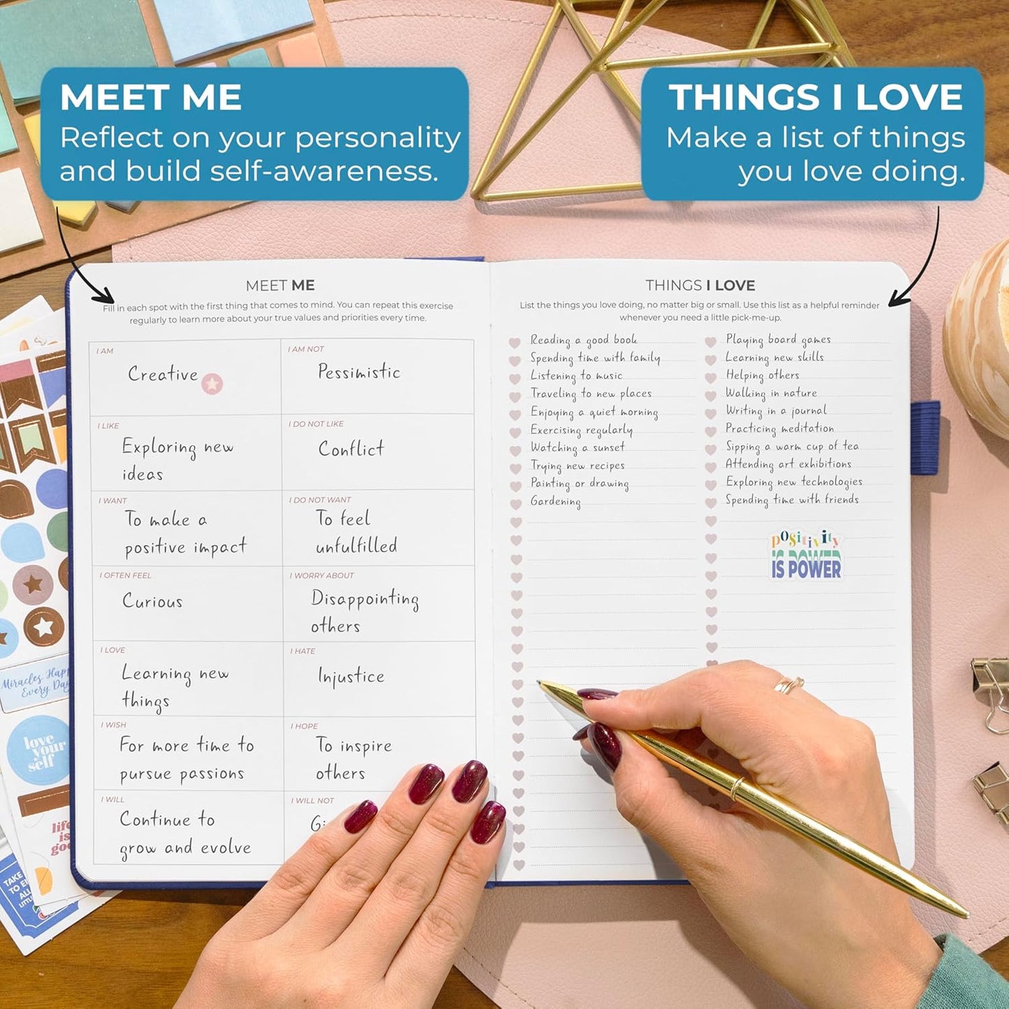 Clever Fox Happiness Notebook – Daily Positivity Journal for Women with Prompts & Positive Quotes – Affirmation & Self Esteem Gifts (Mystic Blue)