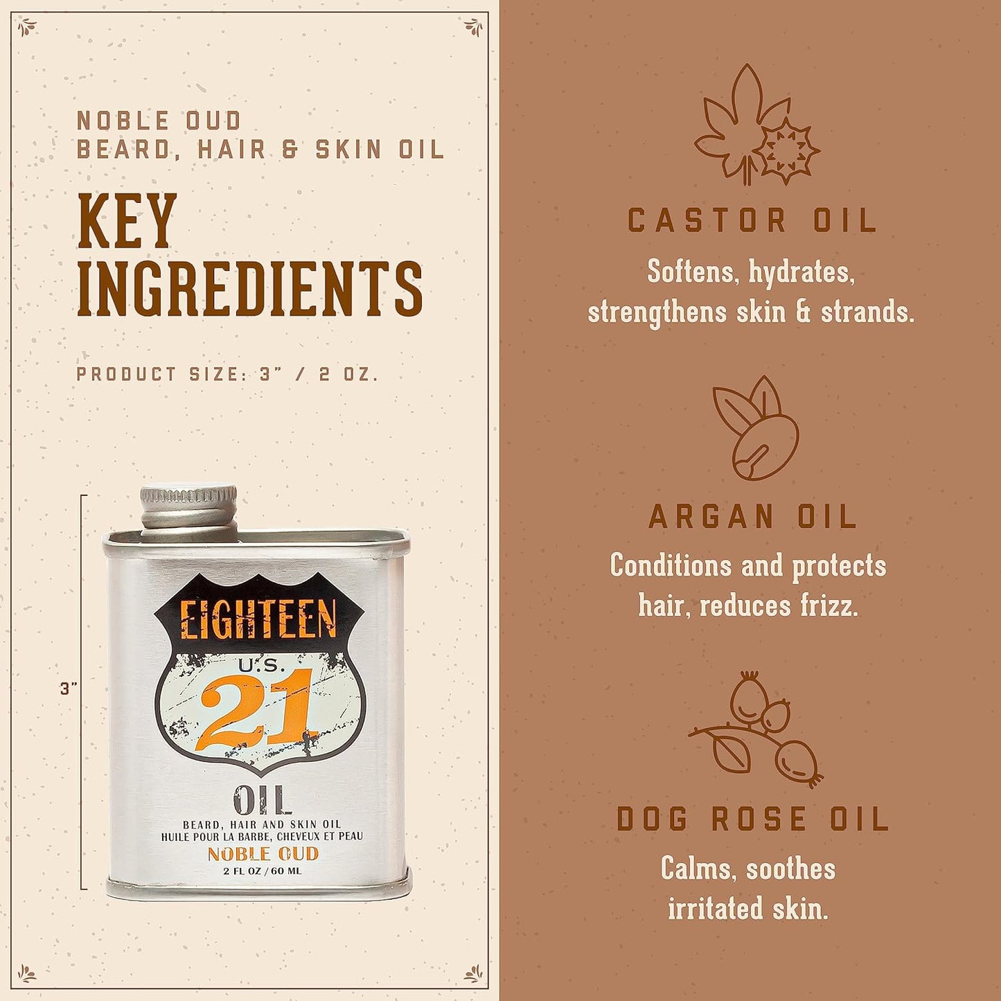 18.21 Man Made Sweet Tobacco & Absolute Mahogany Beard, Hair & Skin Oil 2-Set Bundle, All Hair & Skin Types for Men, Strengthens and Moisturizes in a Manly Aroma