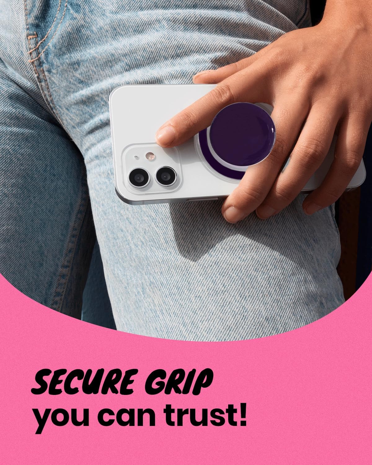 OnTheGrip Cute Solid Macaron Color Round Shape Collapsible Mobile Phone Grip Stand Holder for Smartphone Tablet Cell Phone Accessory (Purple)
