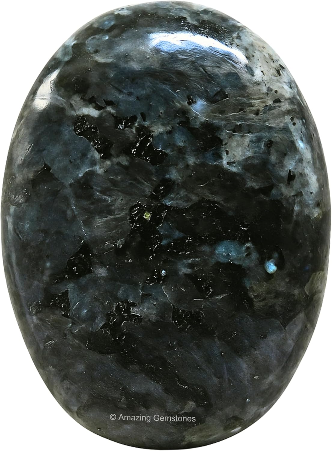 Amazing Gemstone Larvikite Crystals and Healing Stones - Large Palm Stone Crystals Piedra - Crystal for Good Luck, Balanced Positive Energy, Meditation - Unique Stocking Stuffers, Gifts for Women, Men