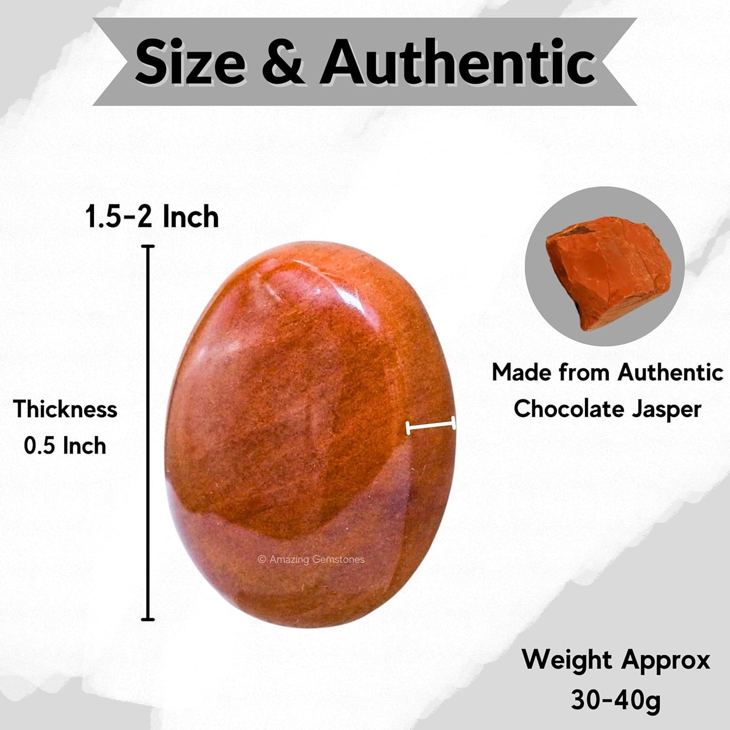 Amazing Gemstone Chocolate Jasper Crystals and Healing Stones - Large Palm Stone Crystals Piedra - Crystal for Good Luck, Positive Energy, Meditation - Unique Stocking Stuffers and Birthday Gifts