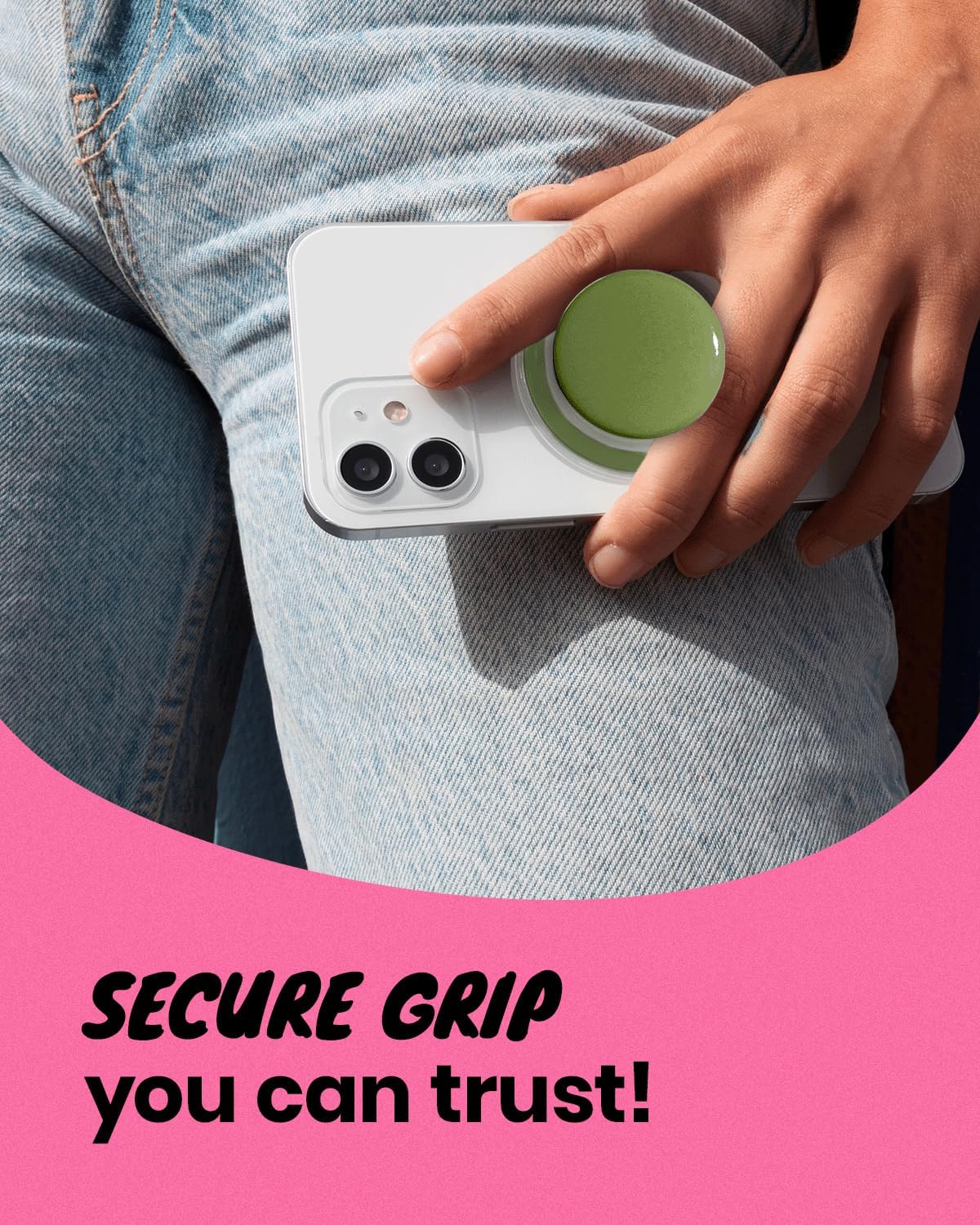 OnTheGrip Cute Solid Macaron Color Round Shape Collapsible Mobile Phone Grip Stand Holder for Smartphone Tablet Cell Phone Accessory (Jade Green)