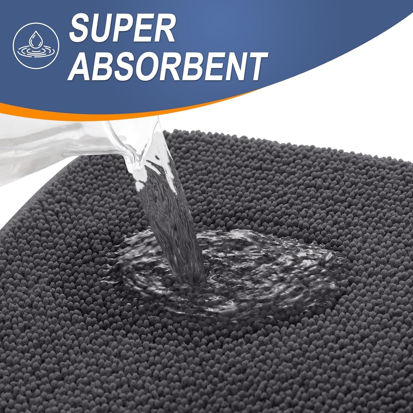 OLANLY Thick Memory Foam Bath Mat Rug 47x17, Extra Soft Absorbent Bathroom Rug, Quick Dry Bath Mats, Non-Slip, Machine Washable Carpet for Bathroom, Tub and Shower, Home Decor Accessories, Dark Grey