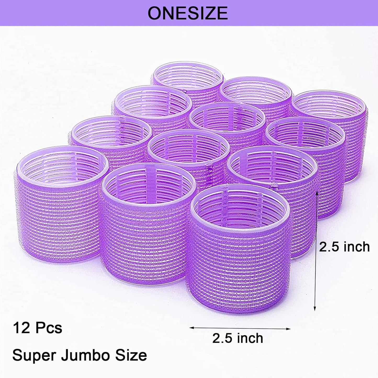 Hair Rollers, 12 Pack Self Grip Salon Hairdressing Curlers, Hair Roller Sets, Hair Curlers, DIY Curly Hairstyle, Colors May Vary, Super Jumbo