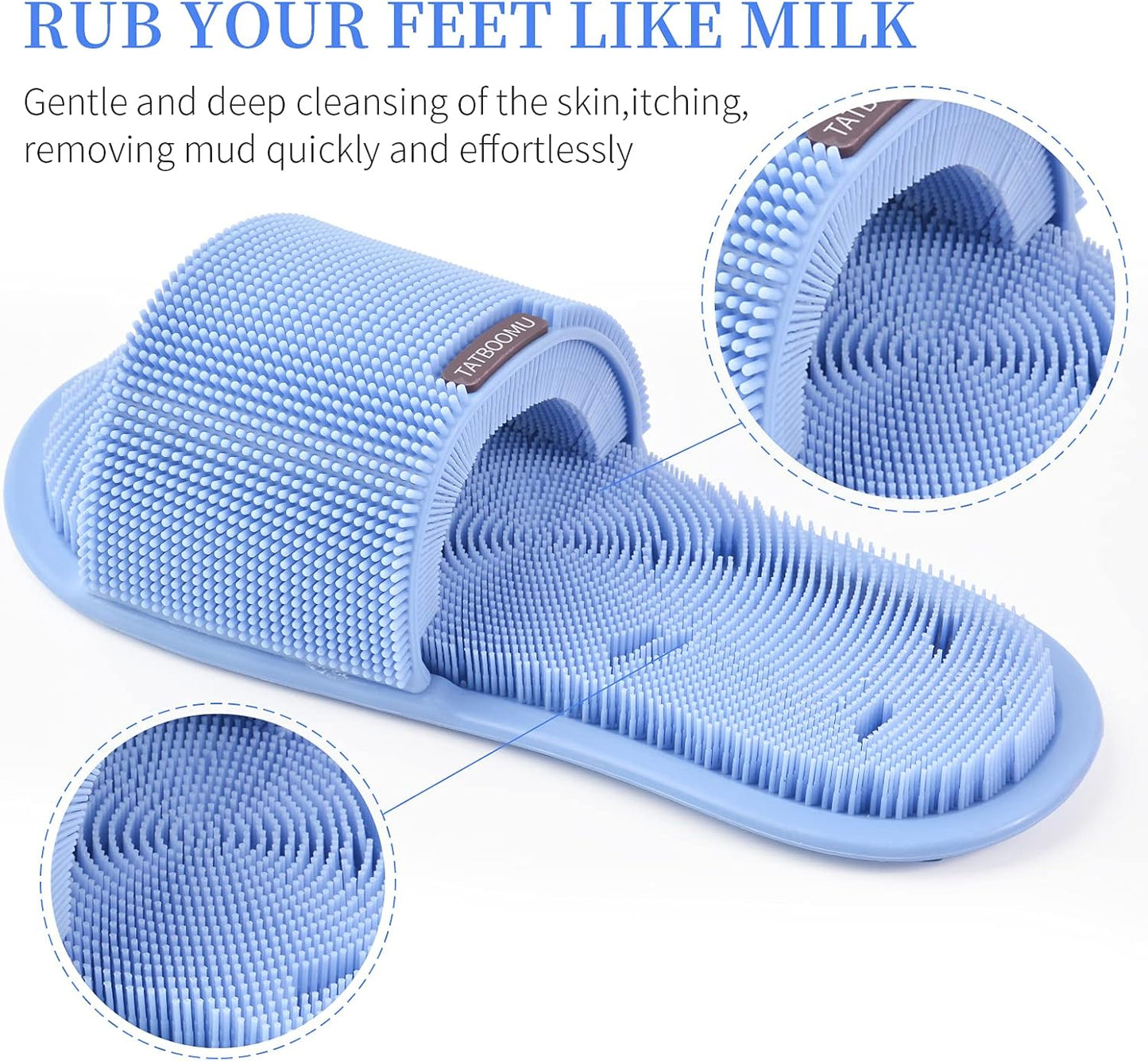 Shower Foot Scrubber,Soft Silicone Bristles with Non-Slip Suction Cups - Cleans,Smooths,Exfoliates & Massages Your Feet Without Bending,Improve Circulation & Soothes Tired Feet (1PCS Blue)