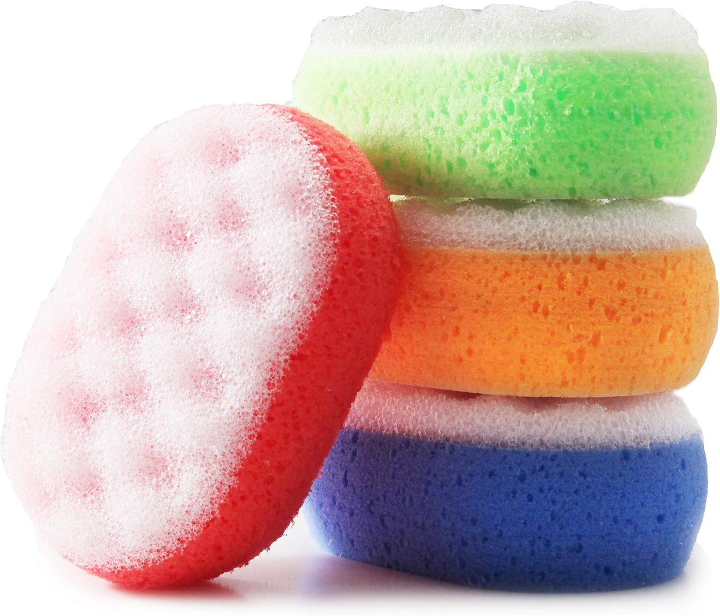 MartiniSPA Italian-Made 4-Pack Bath & Shower Sponge for Face & Body, Exfoliating Sponge for Men & Women, Dual Action Design, Dermatologically Tested – 1 of Each Color.