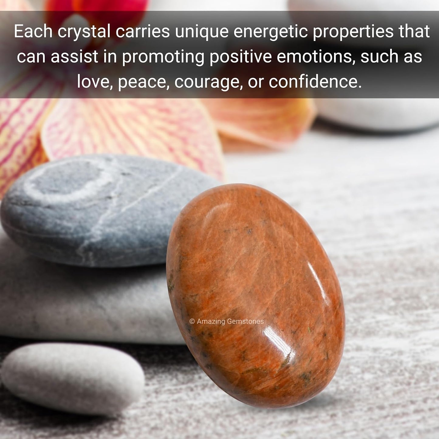 Amazing Gemstone Peach Moonstone Crystals and Healing Stones - Large Palm Stone Crystals Piedra - Crystal for Good Luck, Positive Energy, Meditation - Unique Stocking Stuffers and Gifts for Women, Men