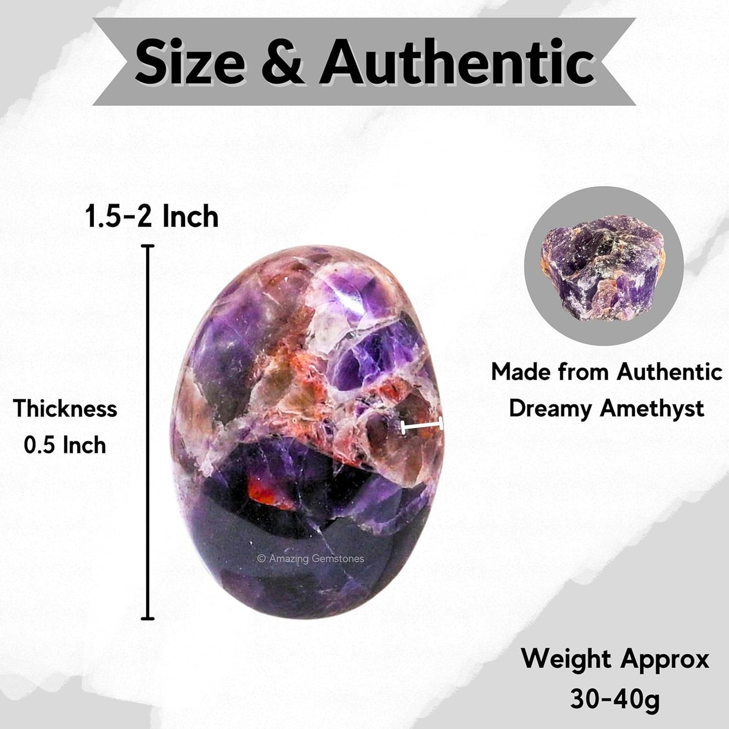 Dreamy Amethyst Crystals and Healing Stones - Large Palm Stone Crystals Piedra - Crystal for Good Luck, Positive Energy, Meditation - Unique Stocking Stuffers and Birthday Gifts for Women, Men