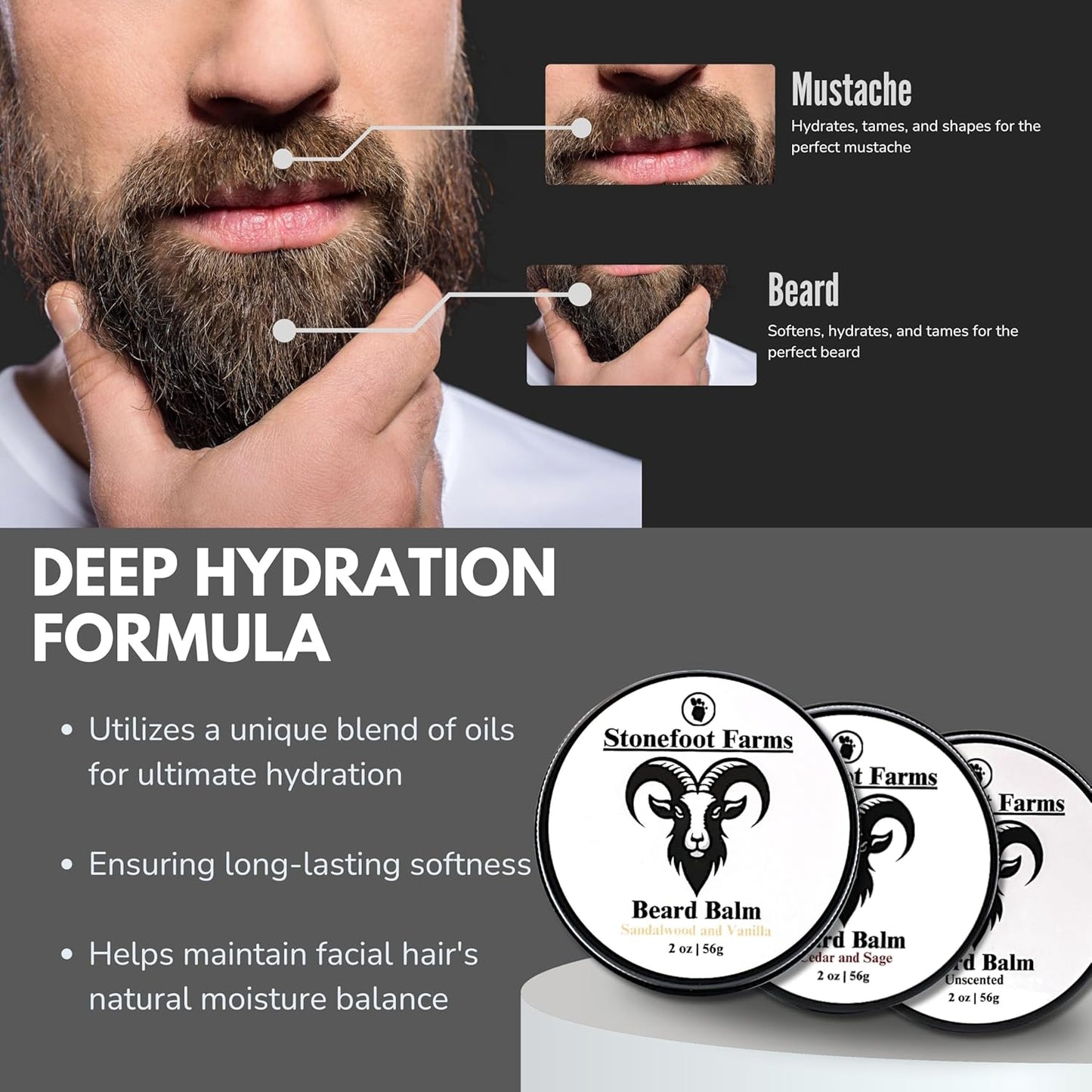 Beard Balm - Cedarwood and Sage - Beard Wax with Natural Oils & Butters - Leave in Conditioner and Beard Straightener for Men - Softens & Nourishes Beard and Mustache, Reduces Frizz, Shapes Beard - Made in USA