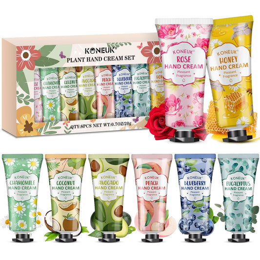 8 Pack Hand Cream Gifts Set for Women, Mini Hand Lotion Travel Size for Dry Cracked Hands, Bulk Hand Cream for Stocking Stuffer, Bridal Shower Favors, Birthday Gifts, Christmas Gifts for Women